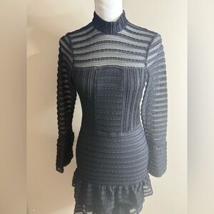 Parker Black topanga high neck Long-Sleeve Textured Knit Dress size 2